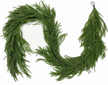 15FT Christmas Norfolk Pine Garland Real Touch for Mantle Decoration