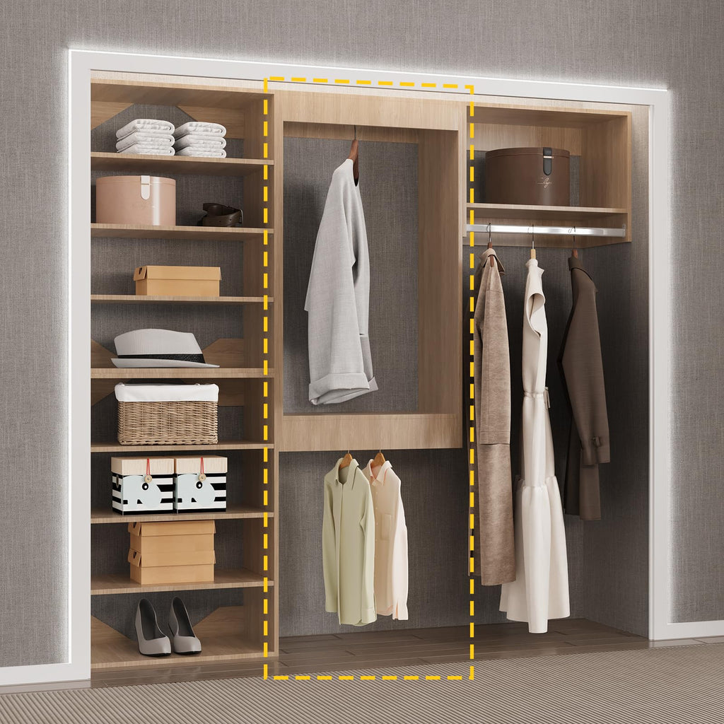 Double Hanging Closet Unit, Modular System Organizer With Storage for Walk In Closets, Clothing Rack Wardrobe for