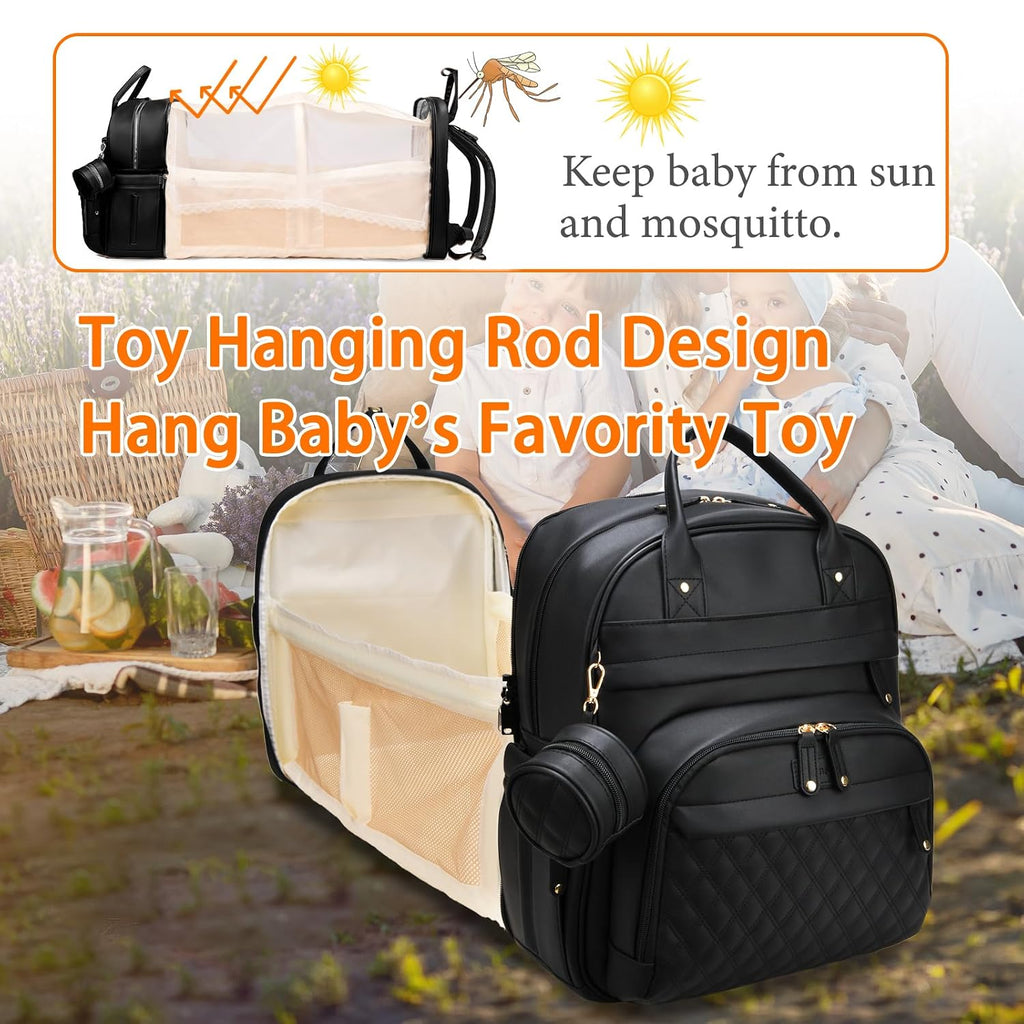 Diaper Bag with Changing Station, Waterproof 3 in 1 Diaper Backpack with Foldable Changing Pad, Large Travel Backpack
