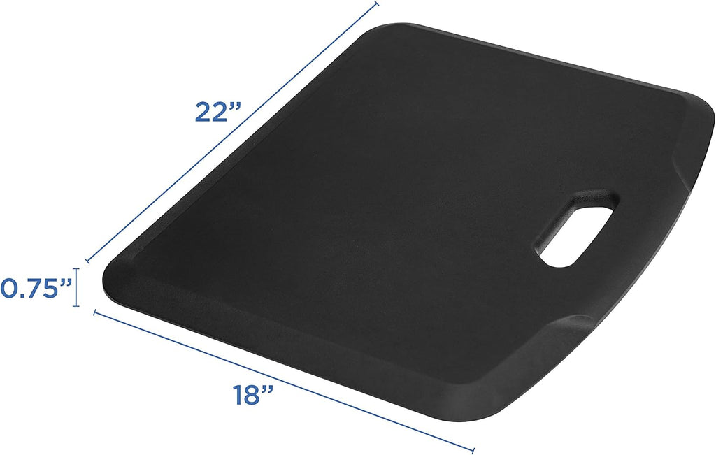 Anti Fatigue Floor Mat, 18x22, Black | Anti-slip, washable rubberized gel foam mat for standing desks, kitchens &
