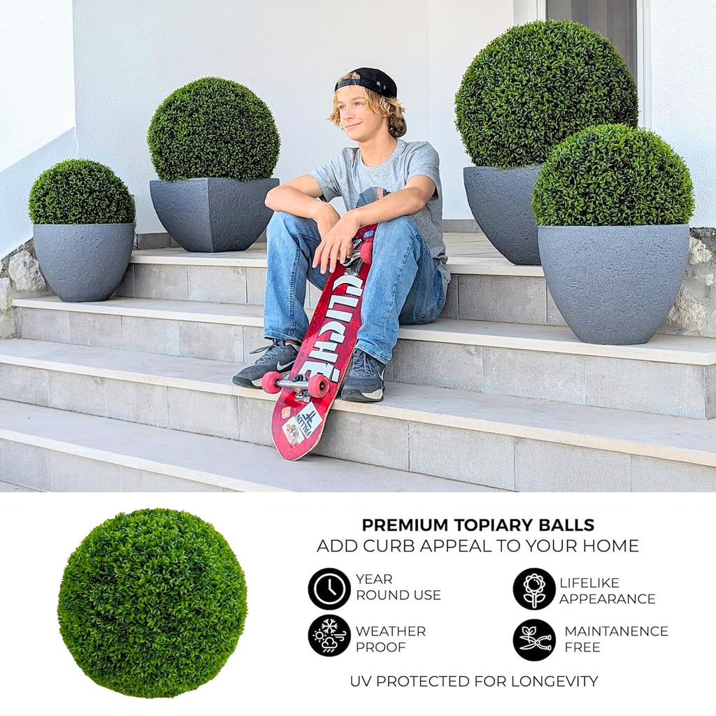 23" XL Faux Topiary Balls, Better Than A Boxwood, 2 Pack