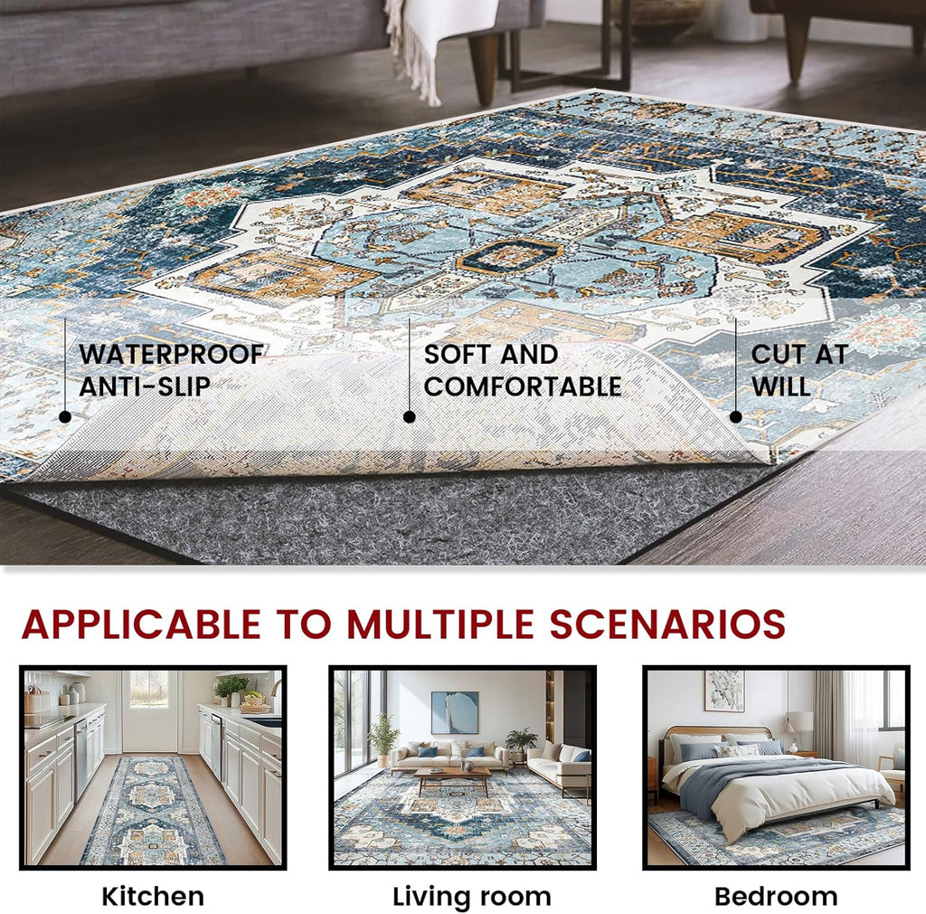 Waterproof Rug Pad, 9x12 ft Area Rug Non-Slip Carpet Pad, 1/4" Thick Non-Slip Rug Pads for All Floors and Finishes - Set of 108