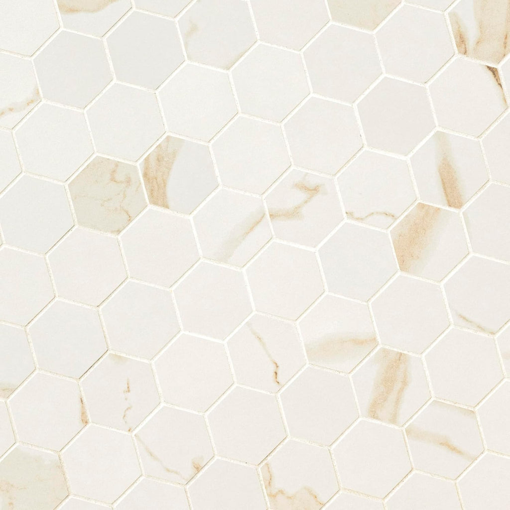Eden Calacatta 12 in. x 12 in. Hexagon Porcelain Mosaic Tile