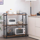 Bookshelf, 3-Tier Industrial Bookcase, Rustic Open Book Shelf, Wood and Metal Horizontal Bookshelves