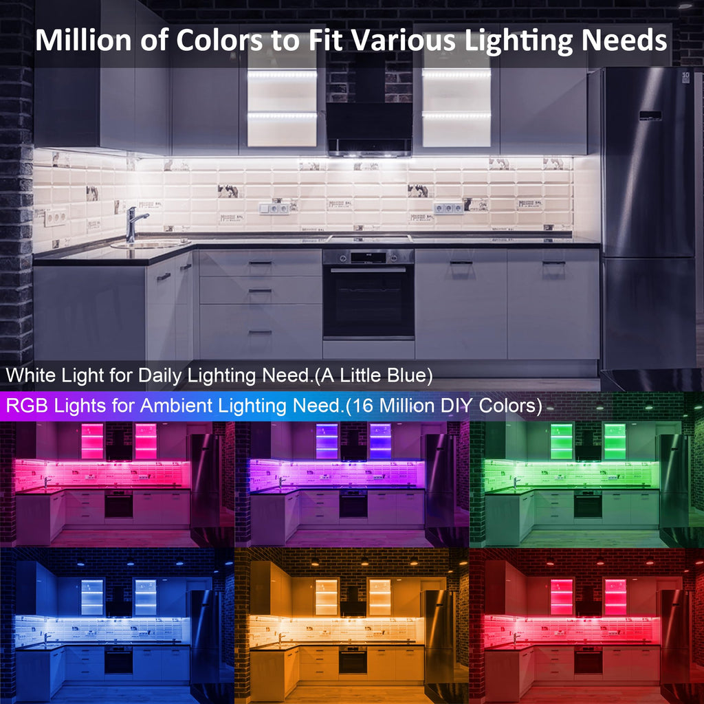 6 Pack RGB Under Cabinet Lights with App and Remote Control