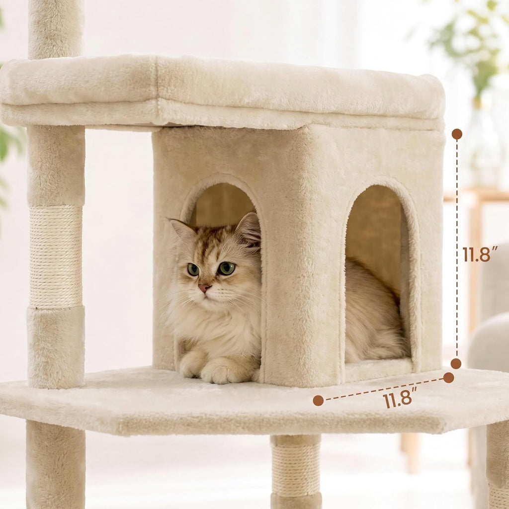72'' Cat Tree Tower Condo, Heavy Duty with Scratching Posts Indoor