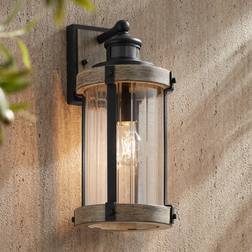 15 1/2" Gray Dual-Bright Motion Sensor Rustic Outdoor Light Fixture