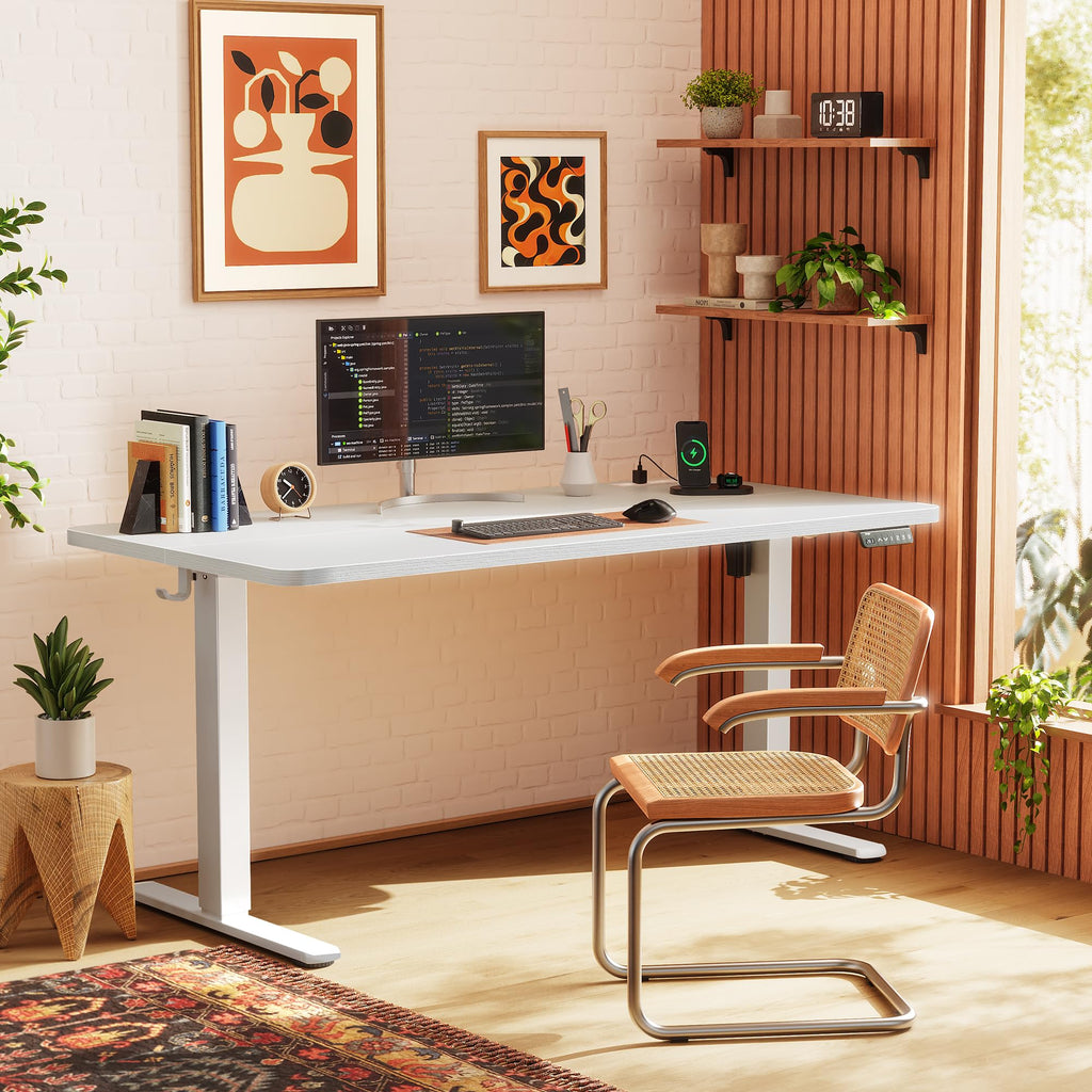 55 X 24 Inch Electric Standing Desk with Power Outlets and USB-C Port, Height Adjustable Desk, Sit Stand Desk