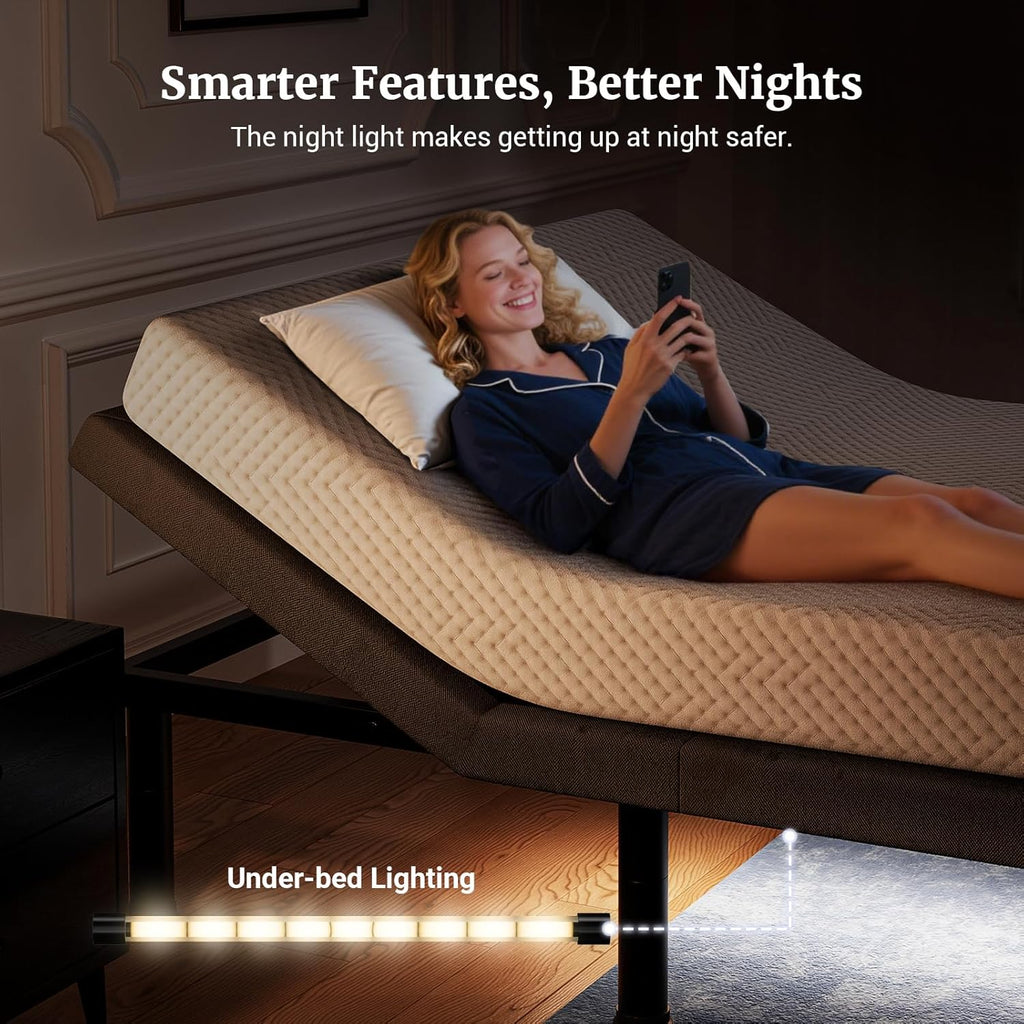 T450 Adjustable Bed Frame Split King (Sync Control as King) with Remote, Adjustable Base with Head&Foot Incline, Zero