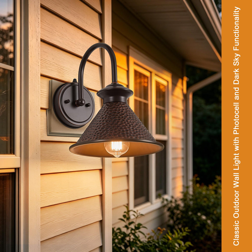 Dusk to Dawn Industrial Gooseneck Wall Sconce ORB Farmhouse