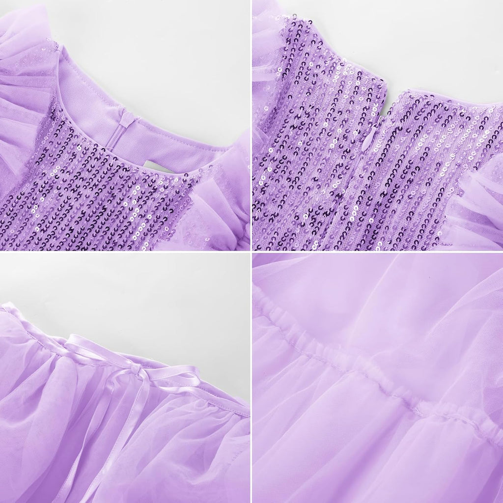 Girls Sequin Formal Pageant Fancy Party Ruffle Prom Maxi Dress