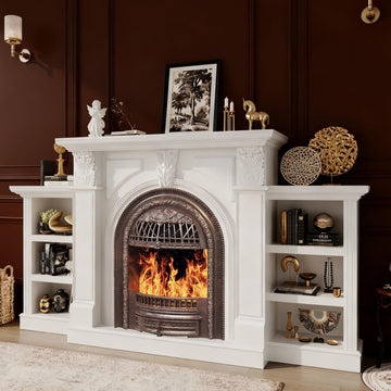 80" Birdcage Electric Fireplace TV Stand with Mantel