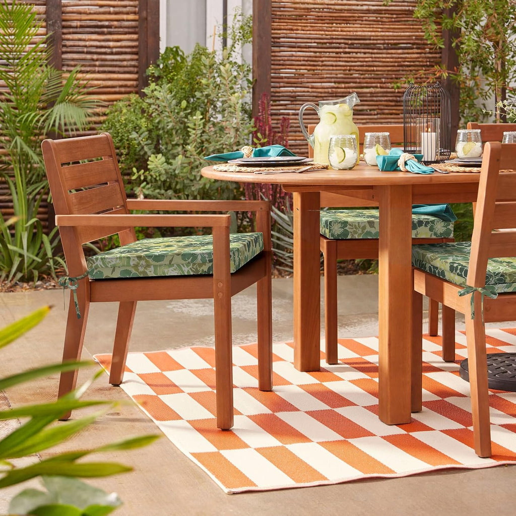 Set of 4 Outdoor Chair Cushions, Water Resistant 18.5"x16"x2" Square Seat Cushion Dining Chairs, High-Density