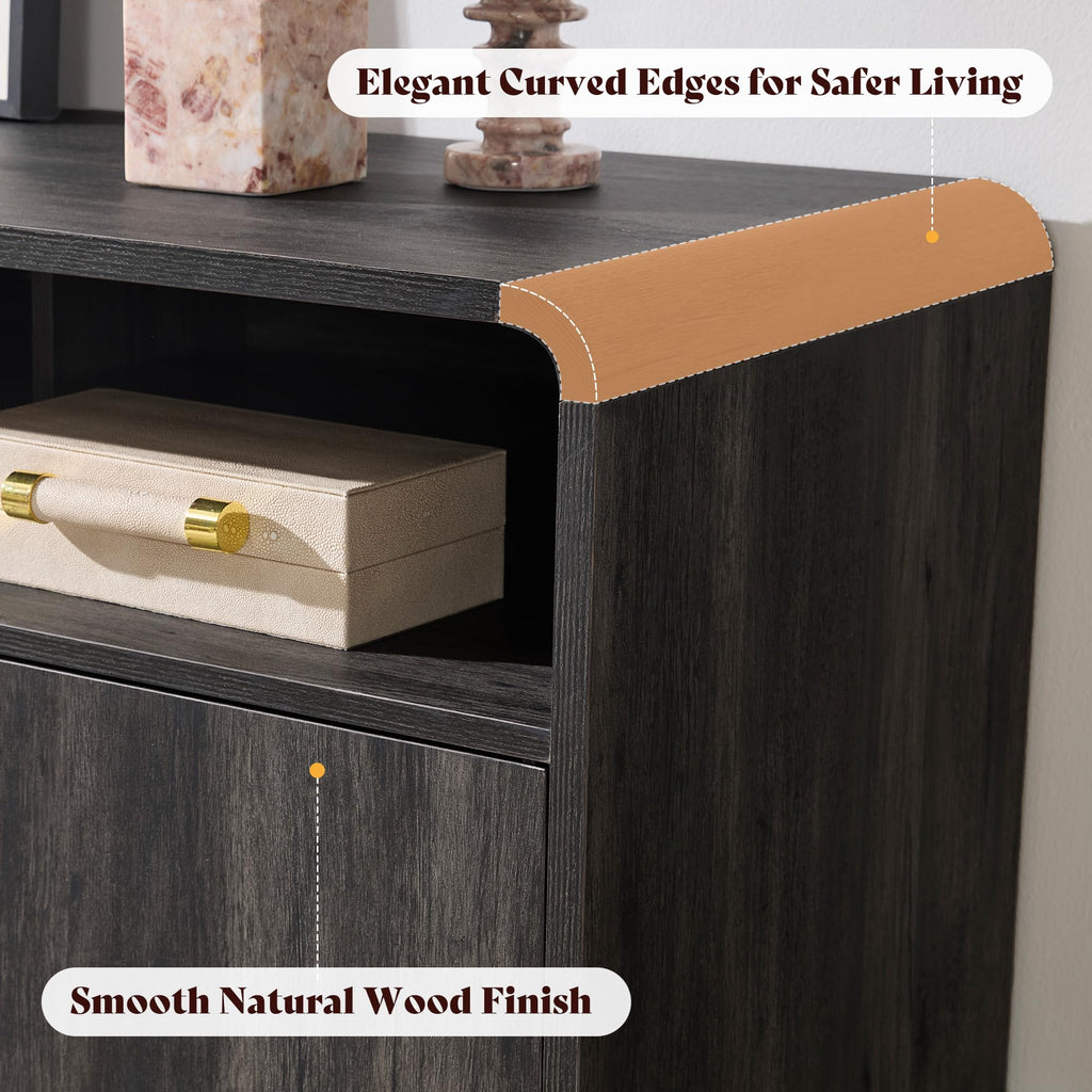 70" Modern Curved TV Stand with Storage for TVs Up to 80"
