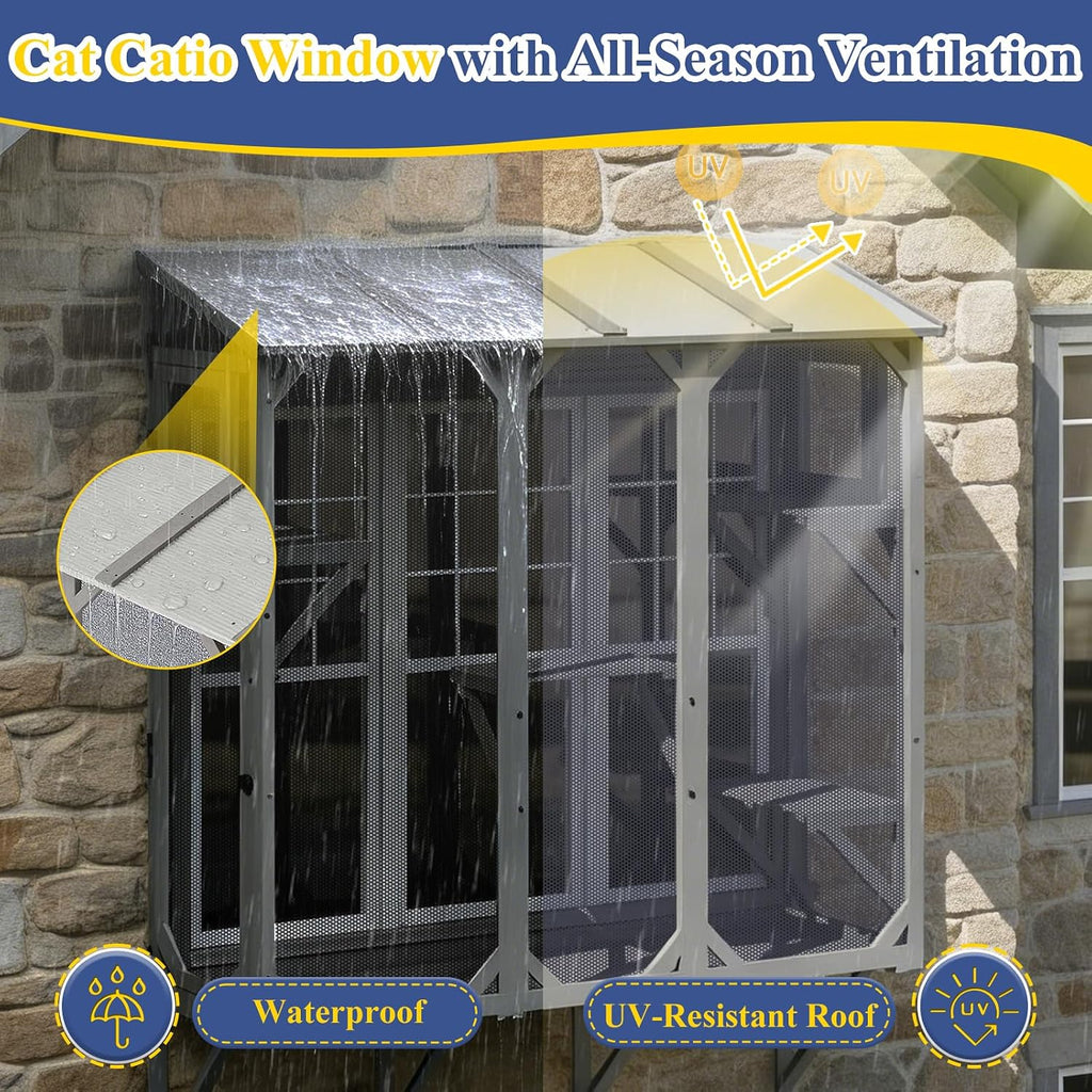 Large Window Catio for Indoor Cats, Multi-Level Cat Window Box
