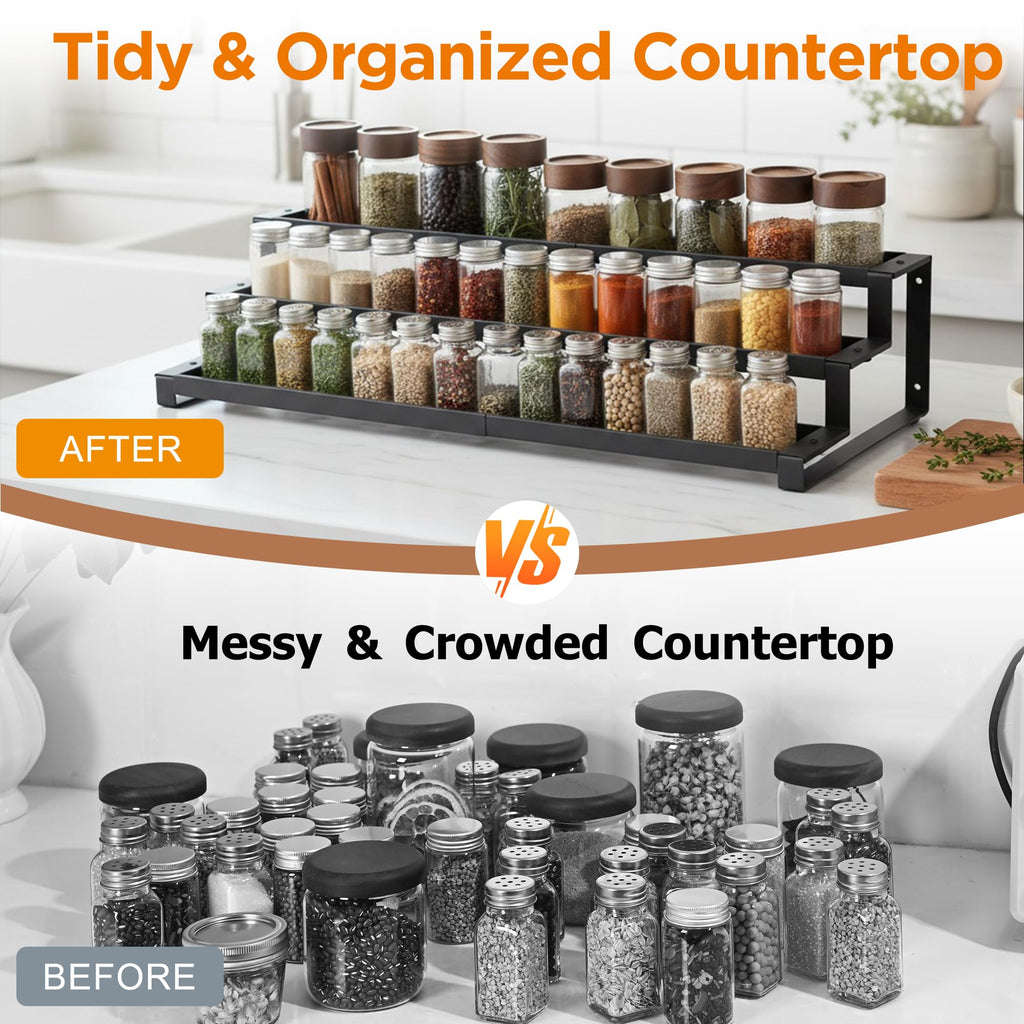 Spice Rack Organizer Cabinet or Pantry, 16"-29" Expandable Spice Organization Shelf, Seasoning Organizer