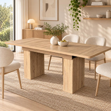 63-78" Modern Farmhouse Extendable Dining Table for 4 6 8, Oak