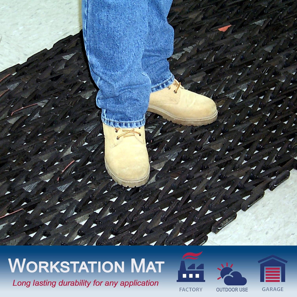Durite Outdoor Door Mat, Recycled Tire-Link Welcome Rubber Patio or Entrance Front Door Mat, 17" x 25", Heavy Duty