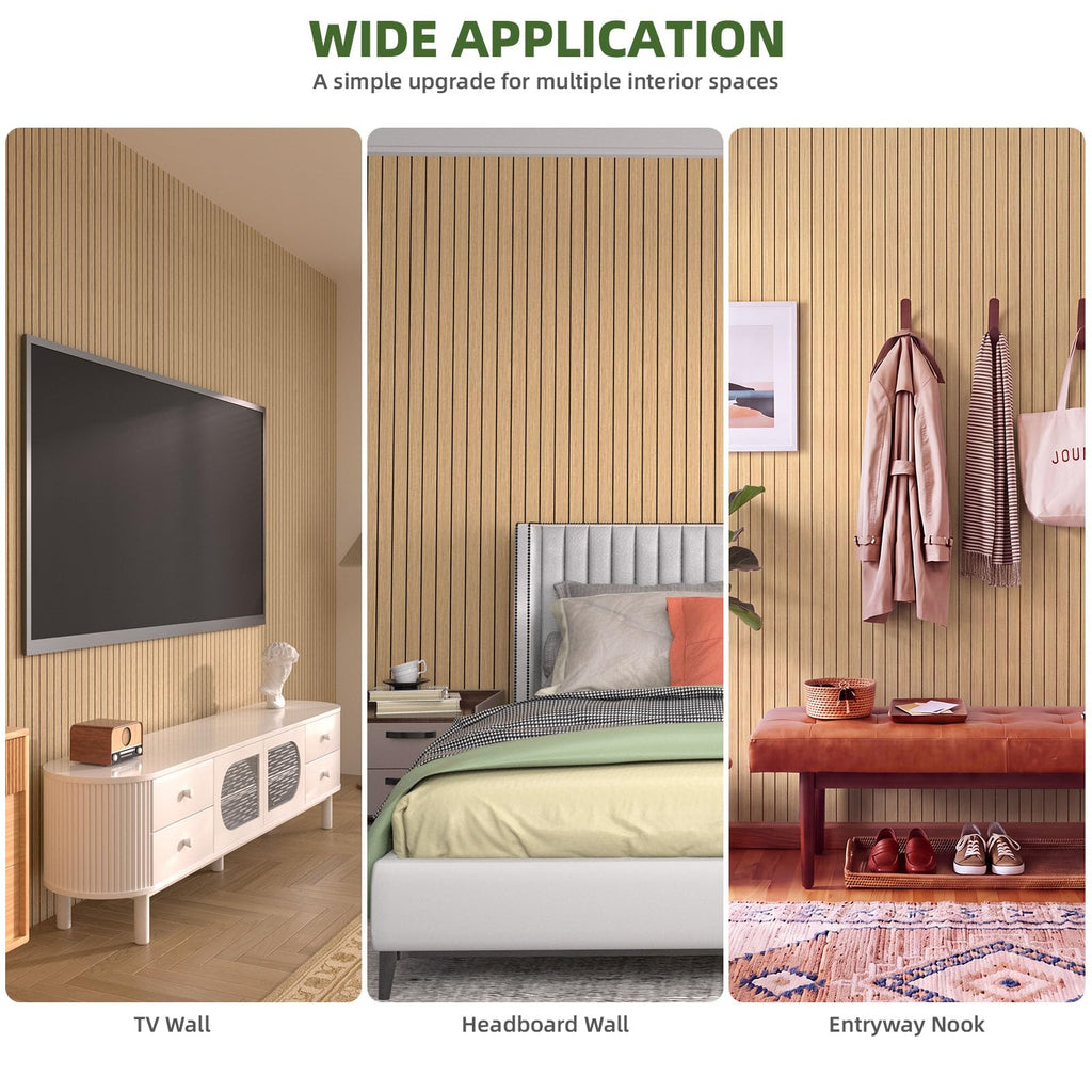 Peel and Stick PVC Slat Wood Wall Panel, Yellow, 118" x 15.7"