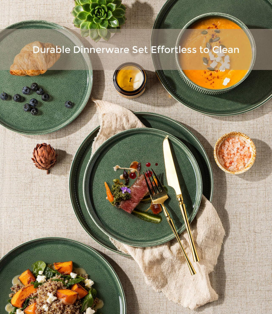 Stoneware Dinnerware Sets for 8,24-Piece Plates and Bowls Set