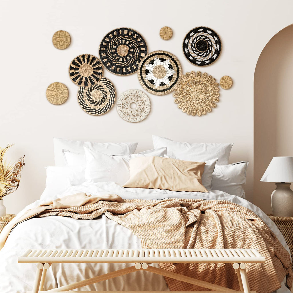 11 Pcs Boho Wall Basket Decor Woven Wall Hanging Art, Boho