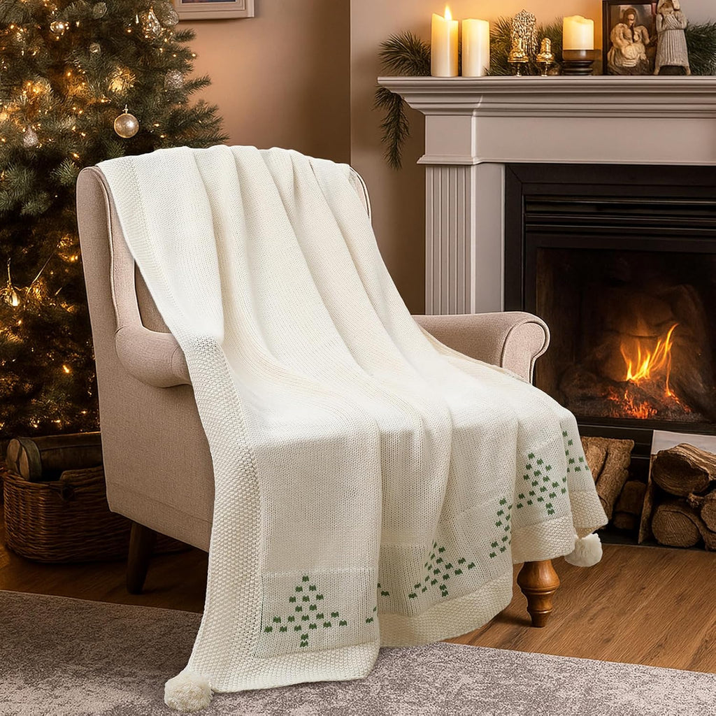 Christmas Throw Blanket 50" x 60" Soft Knit Throw Blanket for Bed Couch Sofa Living Room, Travel Lightweight Warm
