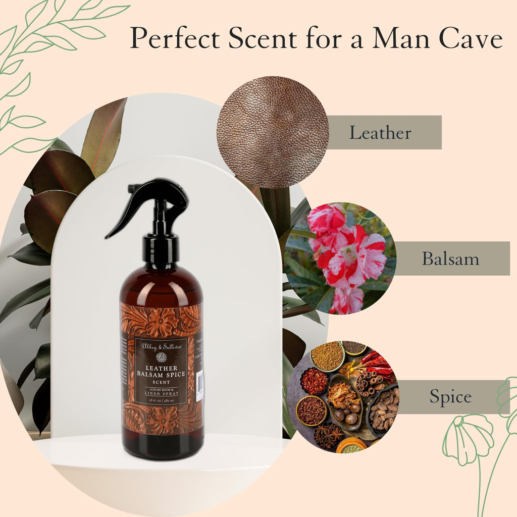 Linen Spray, Leather Balsam Spice, 16 oz.
