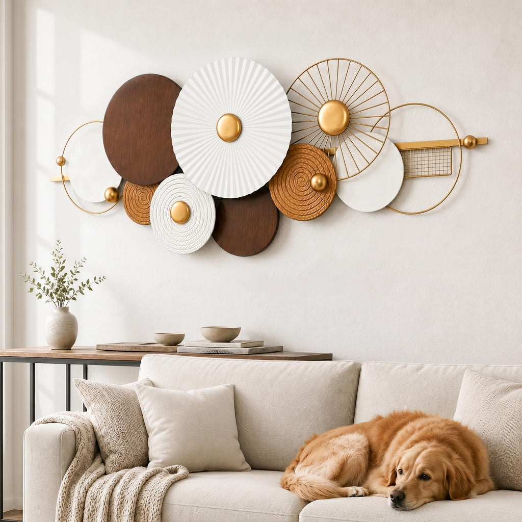 59x24in Large 3D Metal Wall Art, Geometric Design