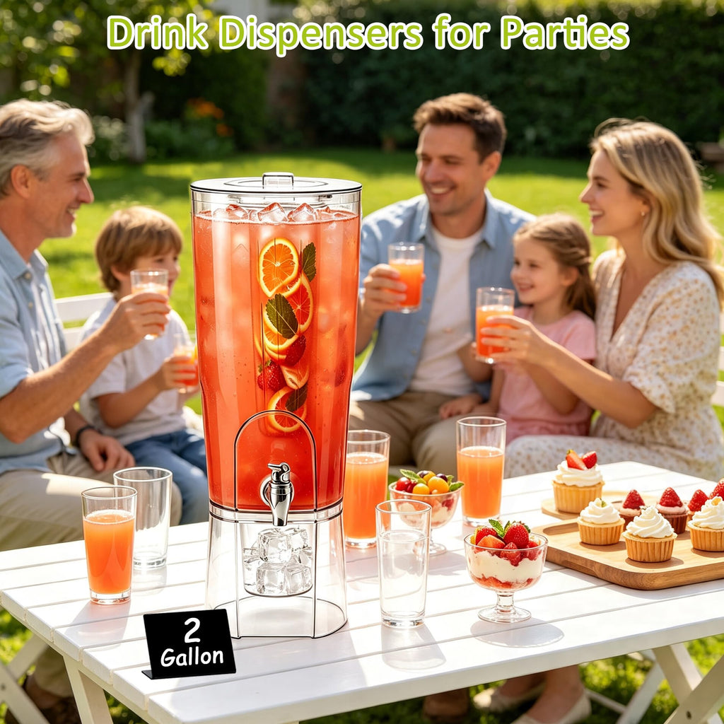 2 Gallon Drink Dispenser with Leak-Proof Spigot & Fruit Infuser
