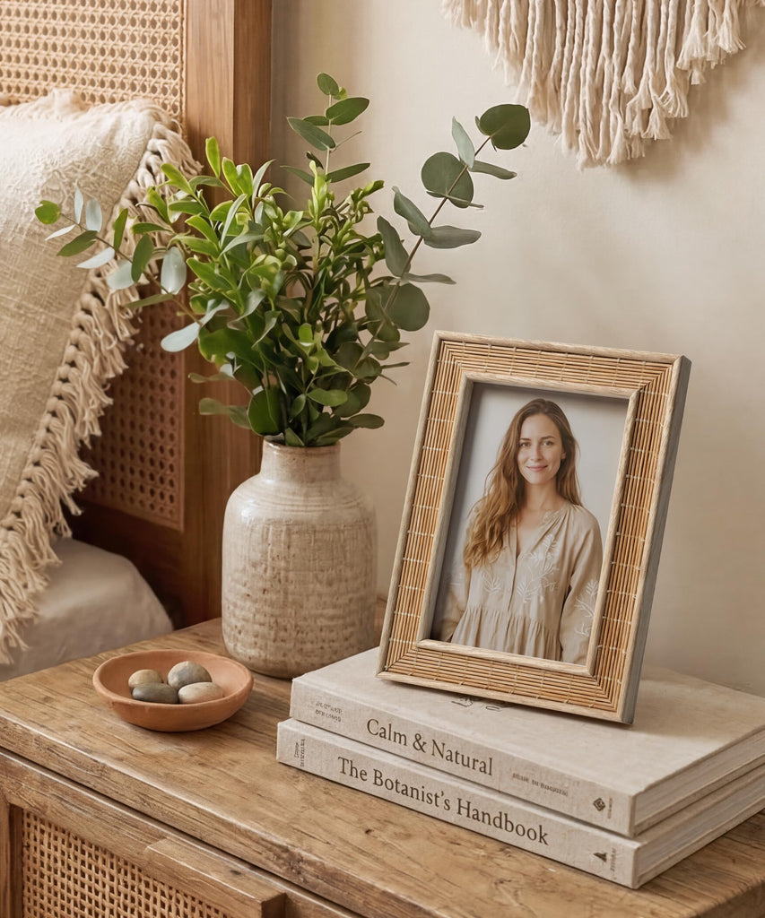 4x6 Bamboo Picture Frame Boho Rattan Wicker 4 x 6 Photo Frame