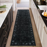 Vintage Black Washable Hallway Runner Rug, 2.6x8 Non Slip Runnersfor Hallways Entrance Indoor,Extra 