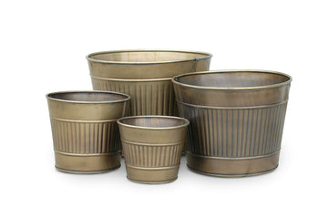 Versatile Nesting Set of 4 in Various Sizes Handmade Indoor Metal Planters, Champagne Bucket, Log Holder, Magazine