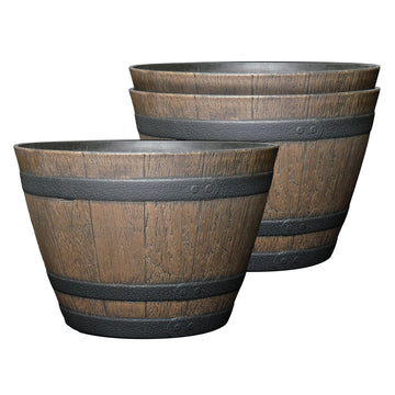 Whiskey Barrel Planter 3 Pack, 15", Kentucky Walnut