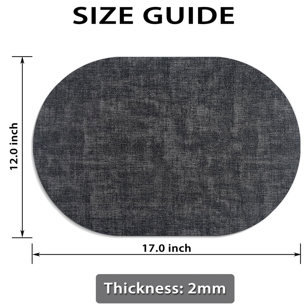 Faux Leather Oval Placemats Set of 4, Charcoal