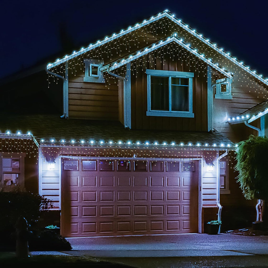 27 FT 300 Clear Icicle Lights - Green Wire, Indoor/Outdoor Christmas Light