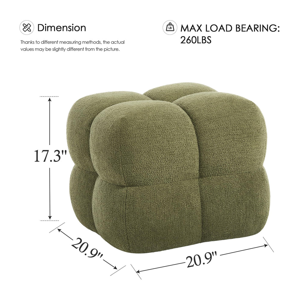 Square Pouf Ottomans Set of 2, Modern Vanity Chair