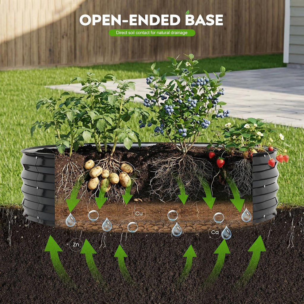 Round Raised Garden Bed, Garden Box 4x4x1ft, Grey, 2 pcs | Round galvanized raised bed, Rust-proof, Easy tool-free