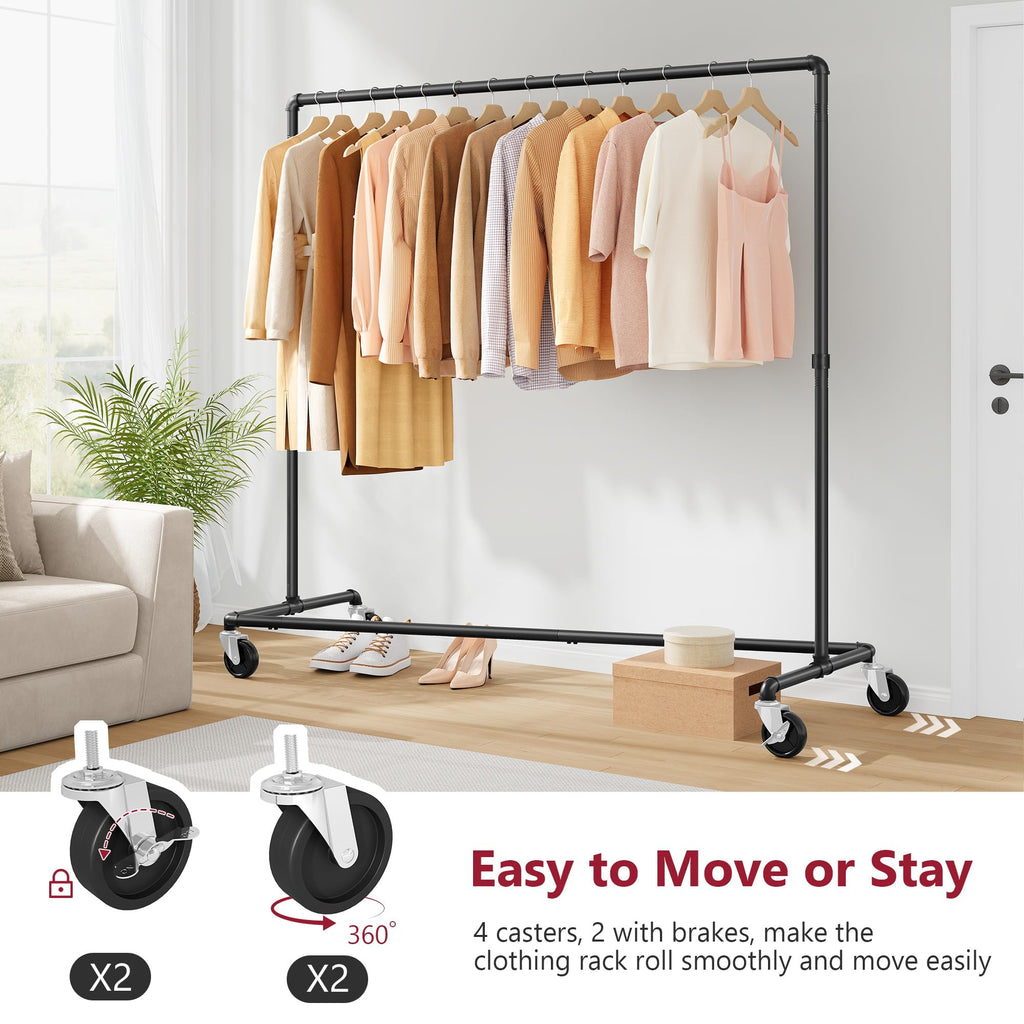 Black Z Racks for Clothing Heavy Duty 250LB, Z Rolling Garment Rack