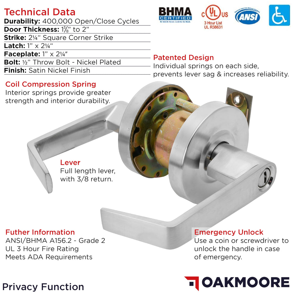 Heavy Duty Commercial Bathroom Door Handle with Lock | Privacy Commercial Door Locks | Grade 2 Restroom Lever | s &