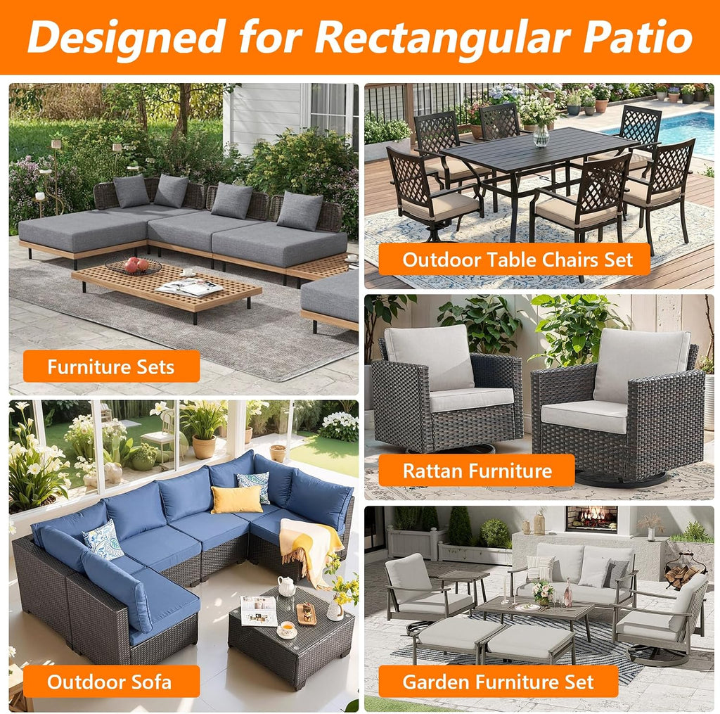 Patio Furniture Cover 110"L x 74"W x 28"H 600D Windproof Patio Table Cover | Outdoor Furniture Cover 600D Oxford