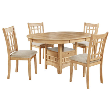 Lavon 5-Piece Extendable Oval Dining Set, Light Oak