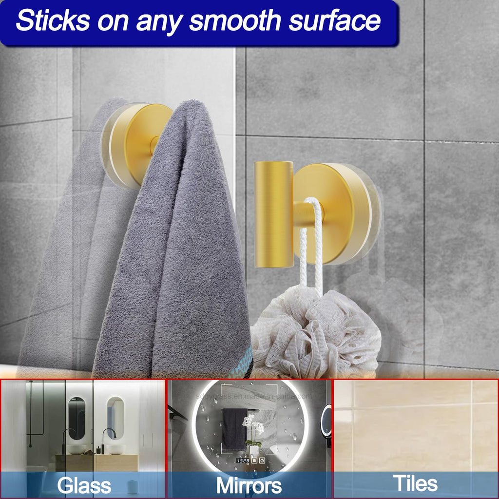 Suction Cup Hooks, Shower Hooks for Inside Shower - Removable Towel Hooks Window Glass Mirror Tile, Bath Robe Looafh