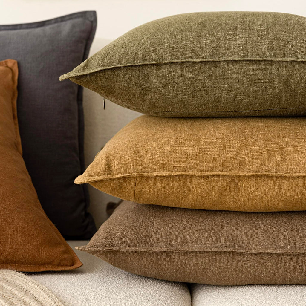 Linen Solid Decorative Throw Pillow Covers 20x20 Cocoa Brown