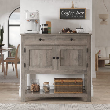 Farmhouse Console Table with Storage, 35"W Entryway Table, Ash Gray