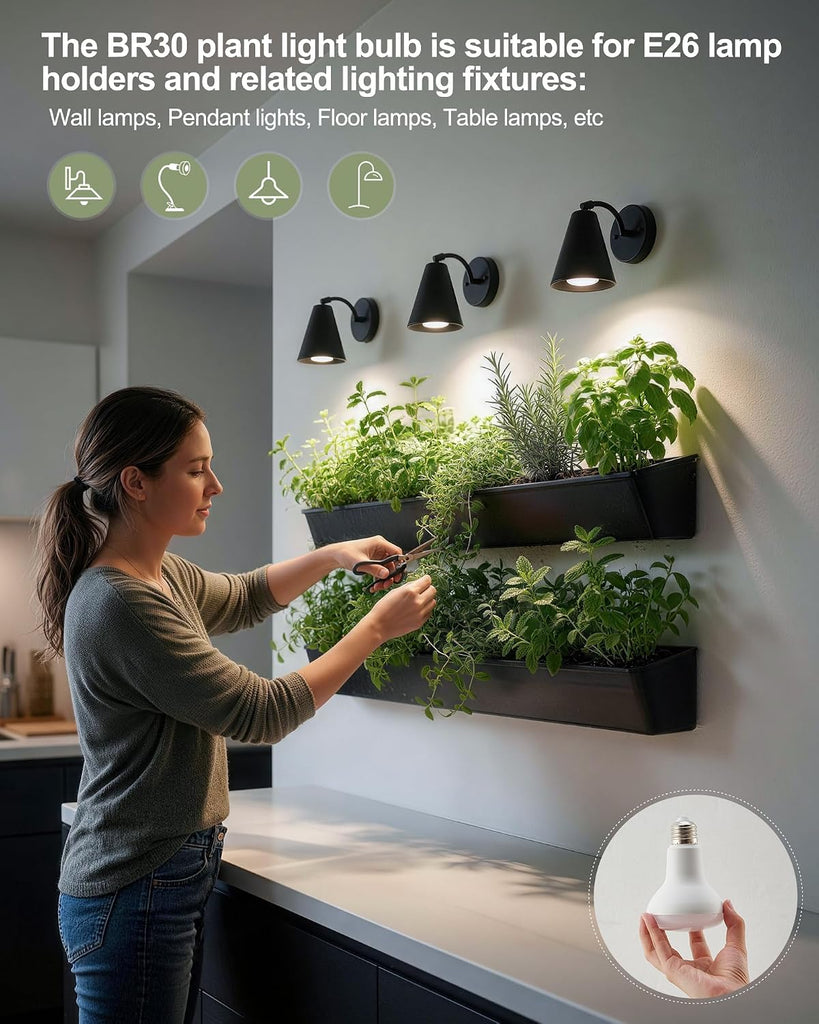 BR30 20W Led Grow Light Bulbs for Indoor Plants,4000K+660nm, 1-Pack