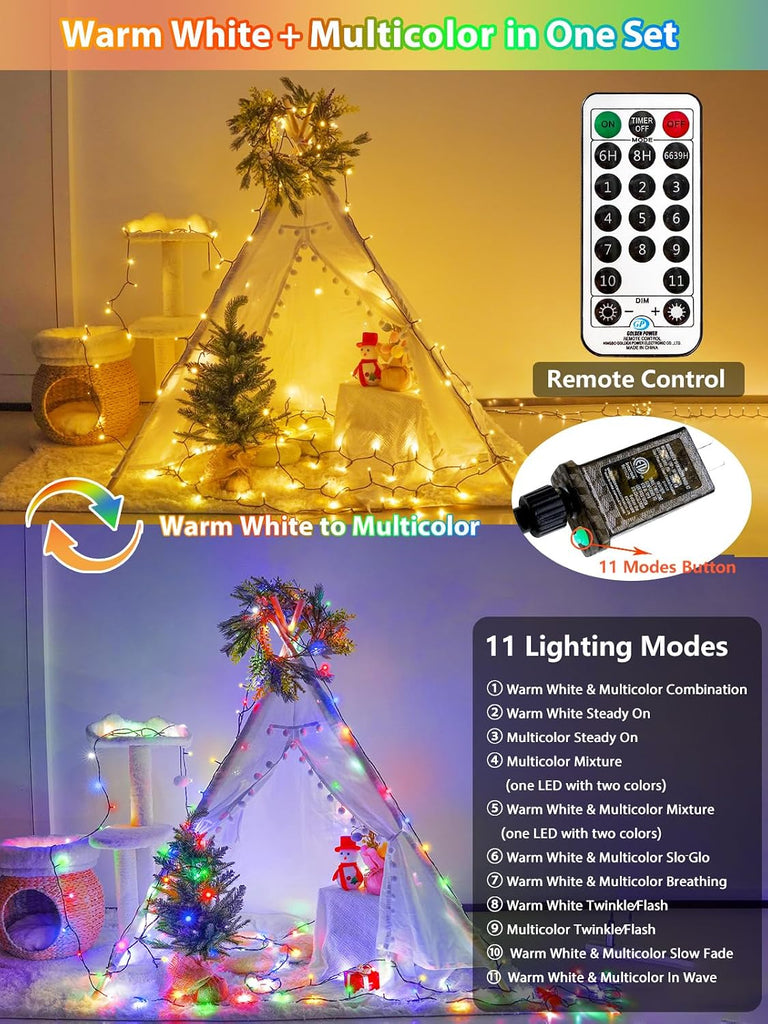 500 LED 165 FT Color Changing Christmas Lights with Remote Timer & 11 Modes