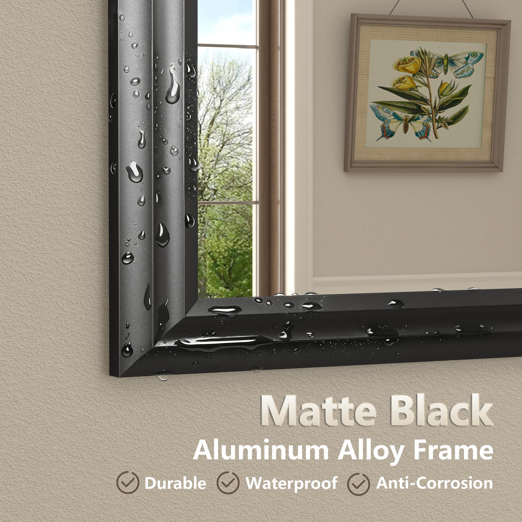 28x32 Inch Black Matte Bathroom Mirror for Wall