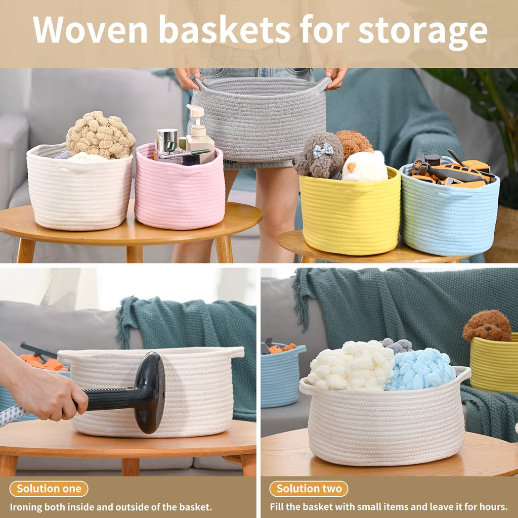 Cute Woven Storage Basket with Handle, Baskets for Gifts Empty