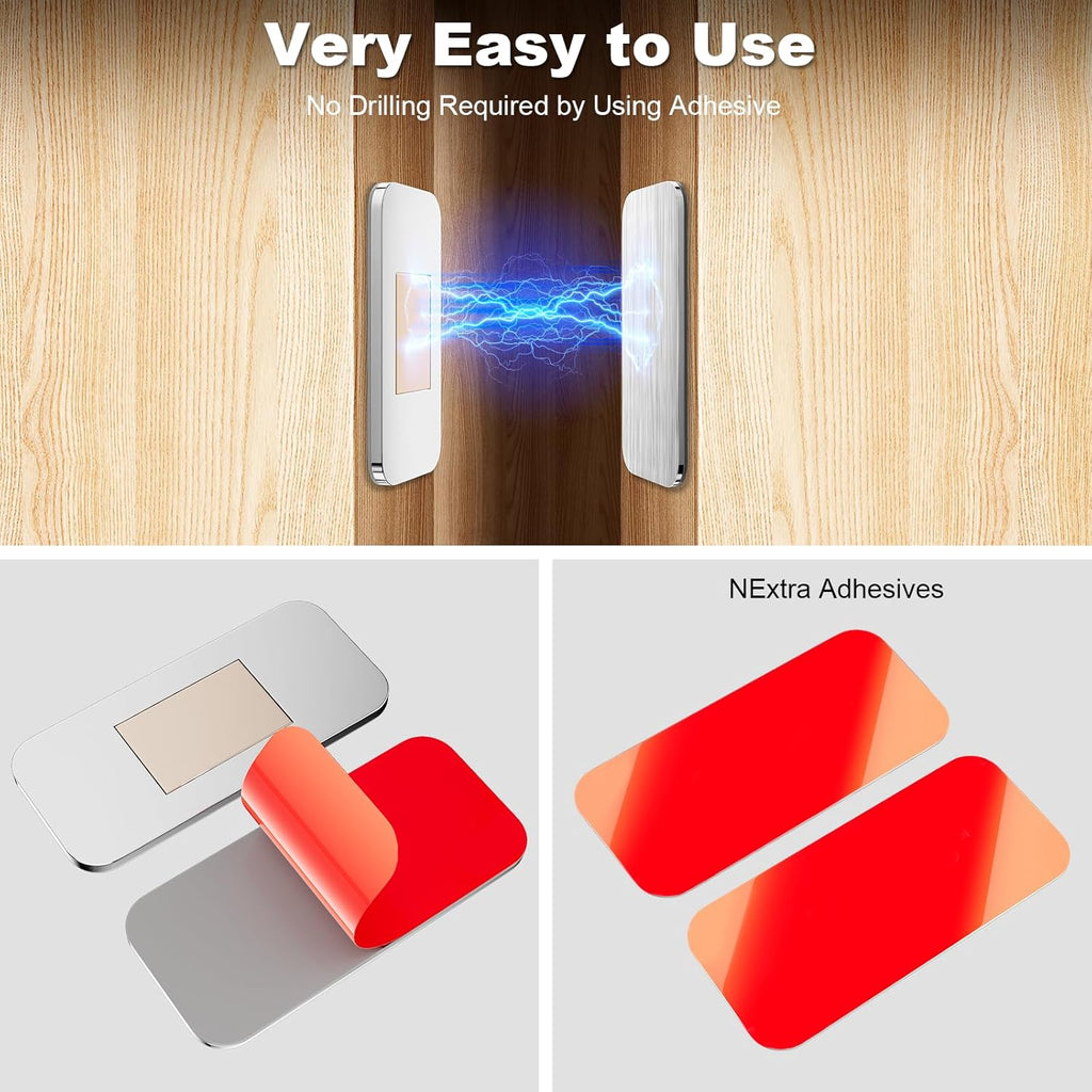 16 Pack Magnetic Cabinet Door Catch, Ultra Thin Cabinet Door Magnets, Adhesive Drawer Magnets to Stay Closed, Stainless