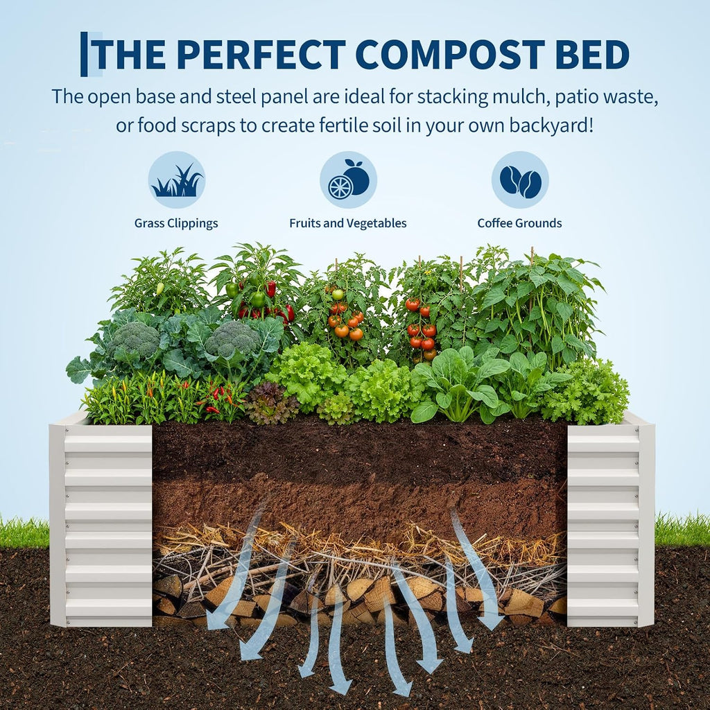 6x3x2 Ft Galvanized Metal Raised Garden Bed, 24-Inch Tall Heavy Duty Planter Box for Vegetables, Herbs & Flowers